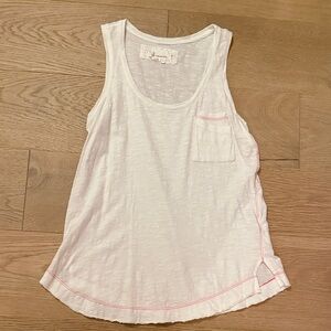 NWOT Anthropologie Women's White Tank Top with Pink Stitching size XS